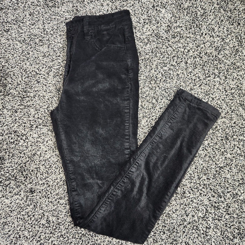 Kancan Black Velvet Jeans Skinny Leg Womens Size 9/28, Luxurious Soft Feel, Edgy